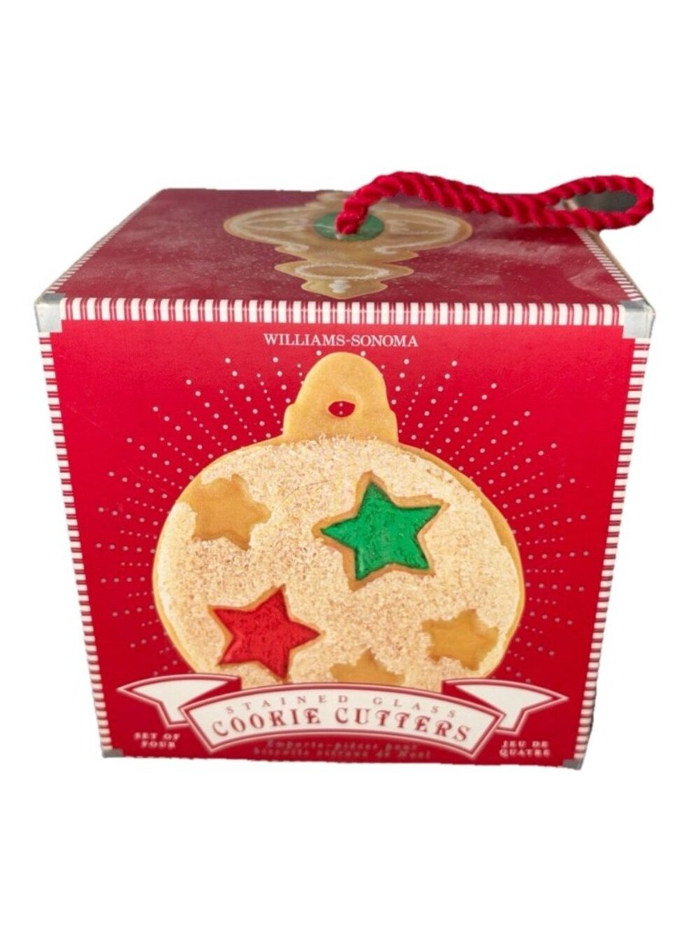 WILLIAMS SONOMA Stained Glass Cookie Cutters set of 4 Christmas ornaments w/box